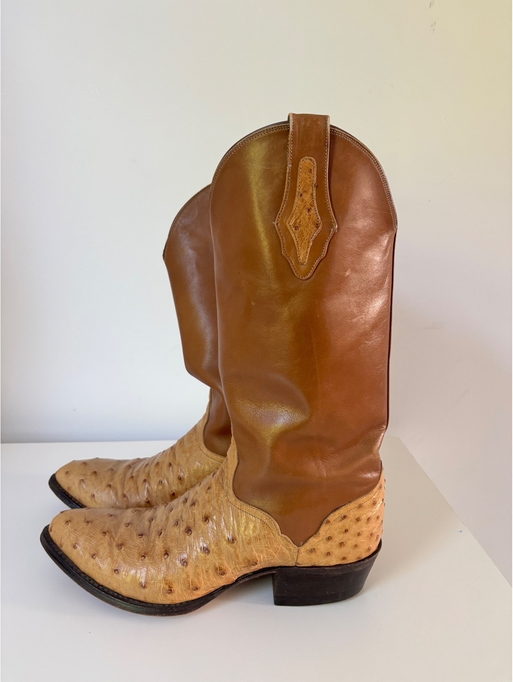VTG El Dorado Full Quill Ostrich Cowboy Boots 8.5D made USA